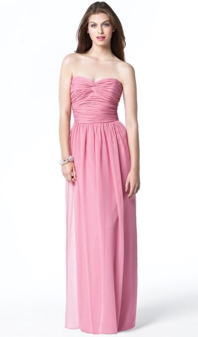 Dessy Chiffon Long Bridesmaid Dress with Convertible Sash 2833 image