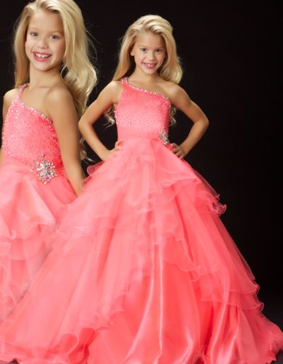 Sugar By Macduggal Girls One Shoulder Pageant Dress 42396s French Novelty