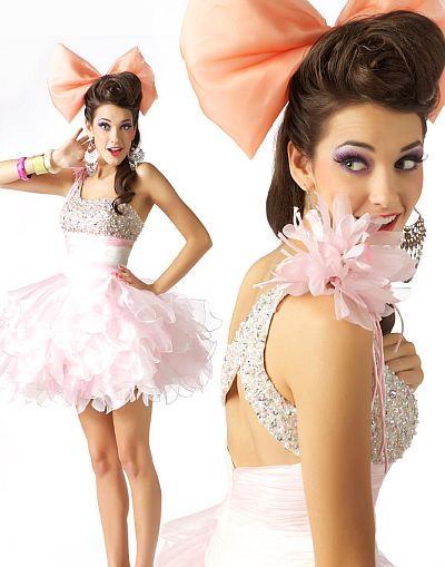 Baby Doll Prom Dress on Babydoll By Macduggal One Shoulder Flower Short Prom Dress 42670b