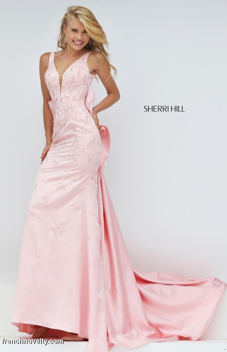 Sherri Hill 50244 Gown with Back Bow and Ruffles French Novelty