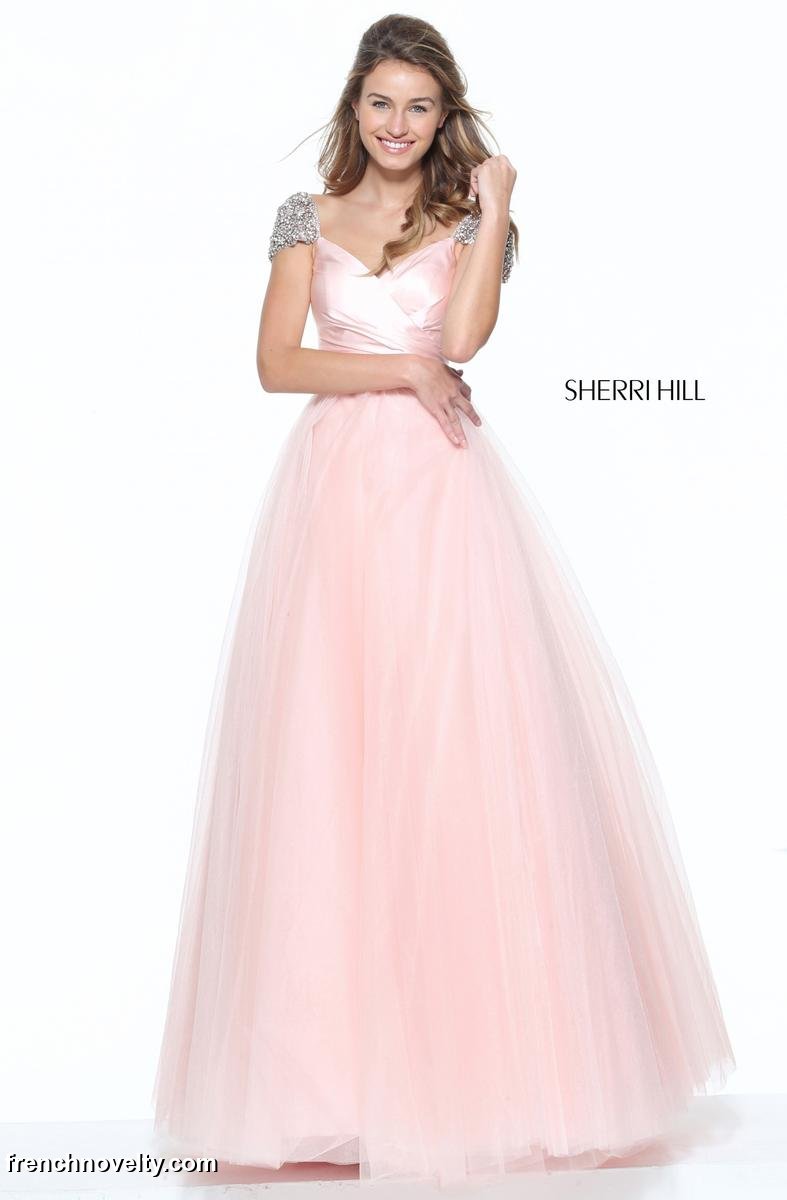 Sherri Hill 50863 Ballgown With Beaded Cap Sleeves: French Novelty