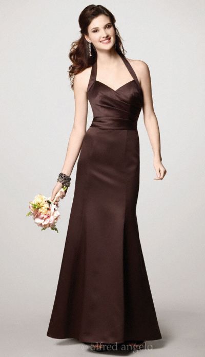 Alfred Angelo on Alfred Angelo Long Satin Halter Bridesmaid Dress 7142 Image