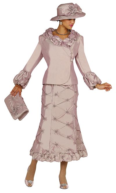 Nubiano Womens Smocked Taffeta Church Suit N98392 French Novelty