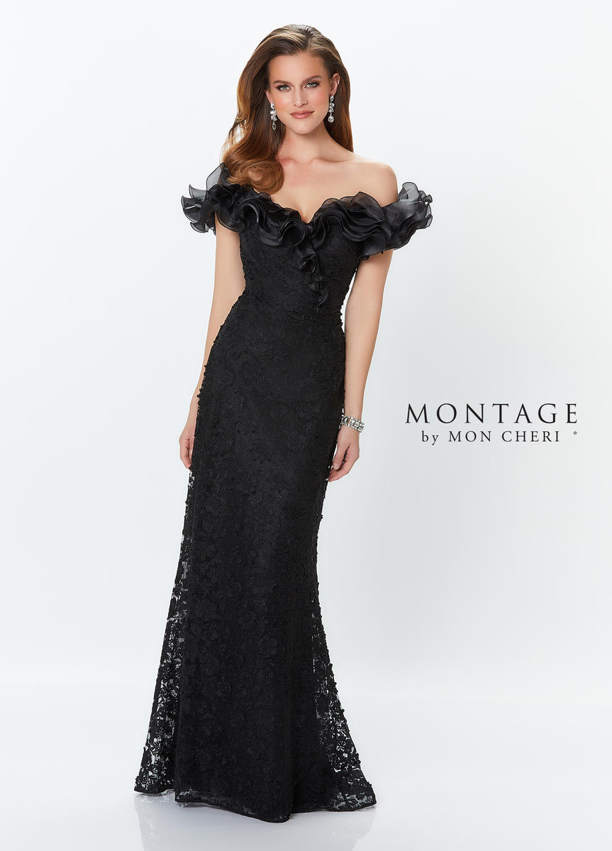 French Novelty Montage 119931 Ruffle Off Shoulder Lace Mothers Gown