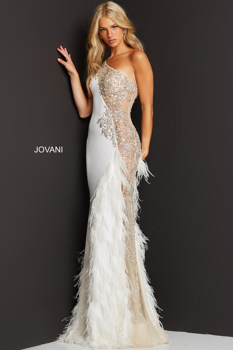 jovani feather gown