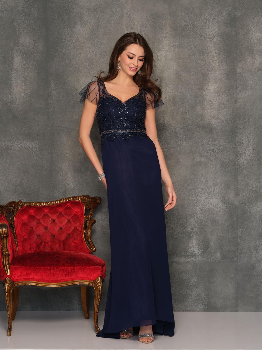 long cap sleeve prom dress by dave and johnny