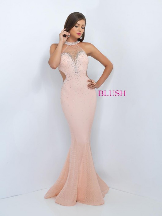 blush mermaid prom dress