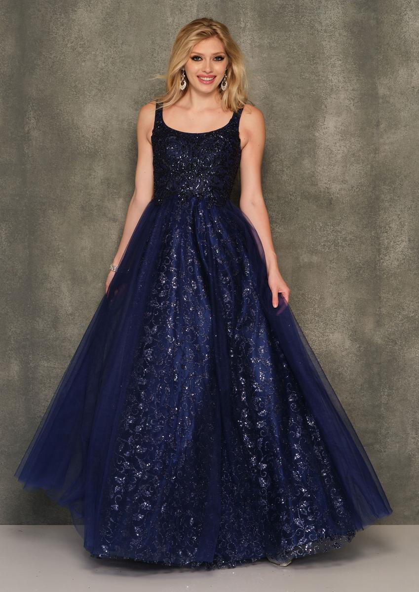 French Novelty: Size 16 Dave and Johnny 11008 Navy Prom Ball Gown