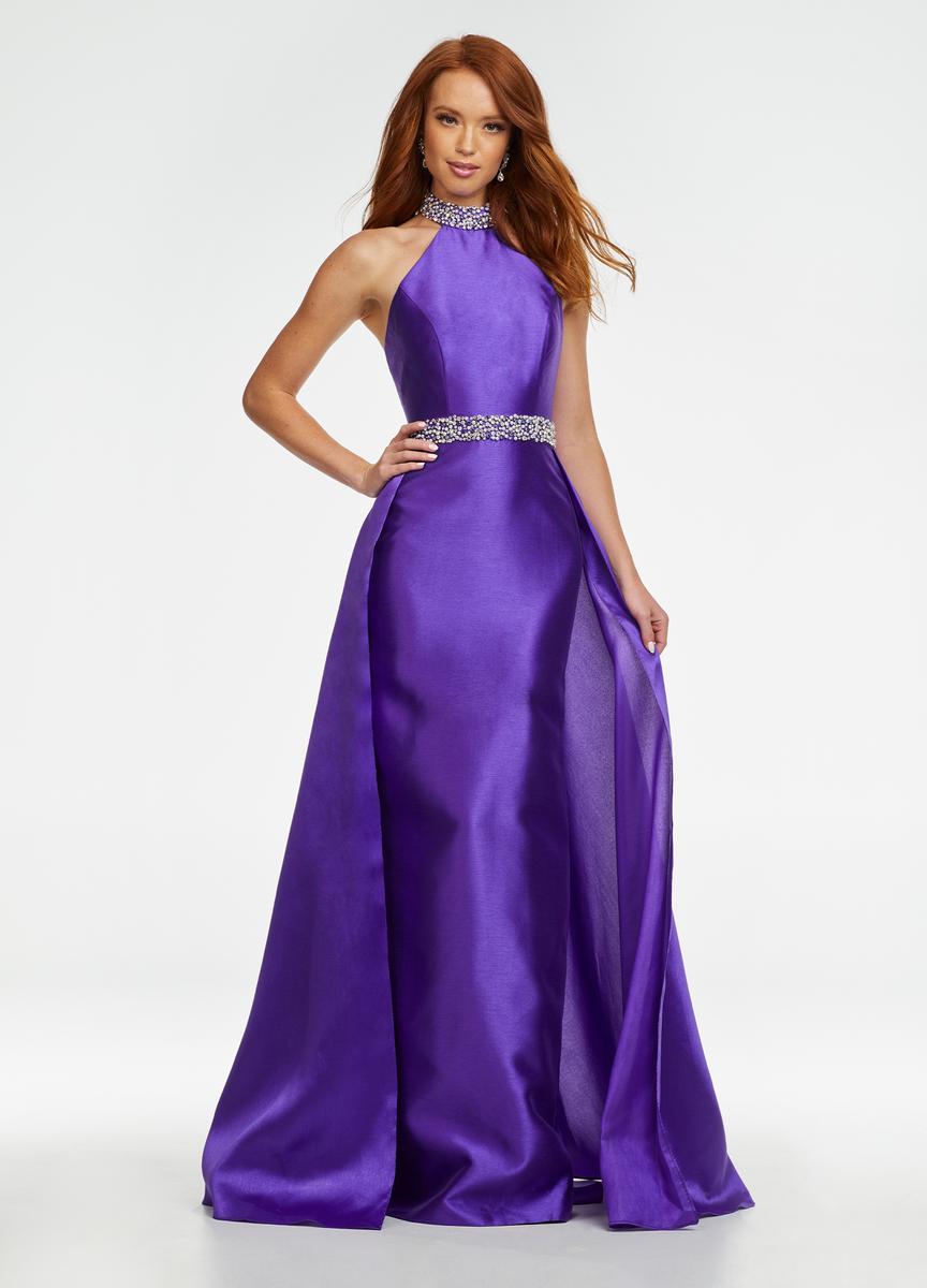 French Novelty: Ashley Lauren 11148 High Neck Halter Gown with Overskirt