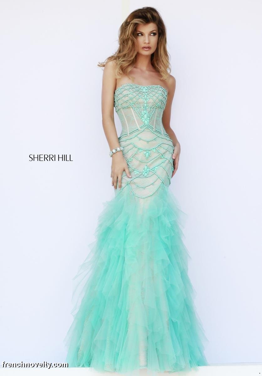 French Novelty Sherri Hill 11227 Sheer Beaded Mermaid Dress 