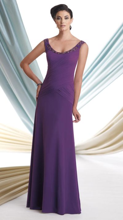Montage 113931 Beaded Scoop Neck Formal Dress with Shawl: French Novelty