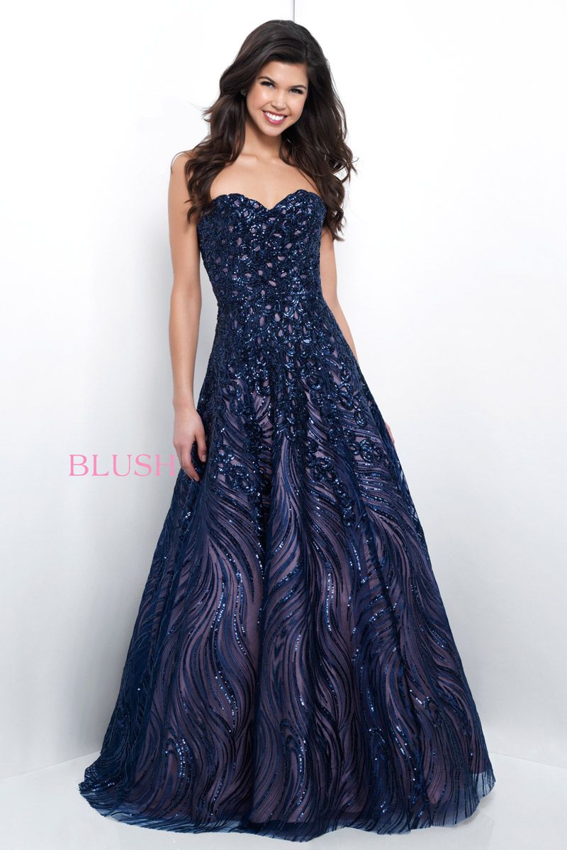 French Novelty: Blush Prom 11395 Sequin Evening Dress