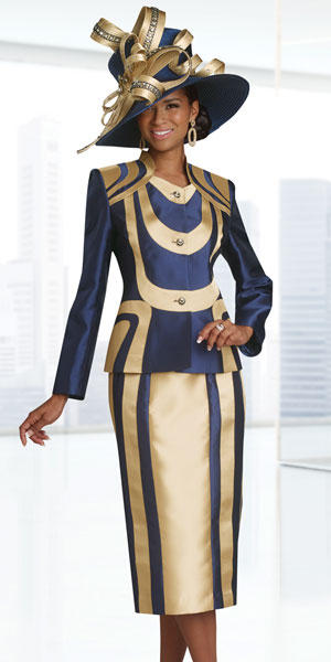 Donna Vinci 11482 Womens Two Tone Church Suit: French Novelty