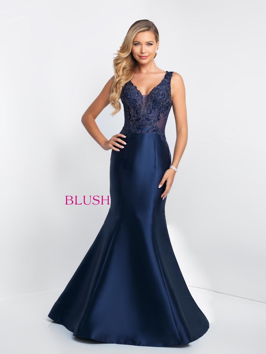 French Novelty: Blush 11551 Soft Mikado Trumpet Gown