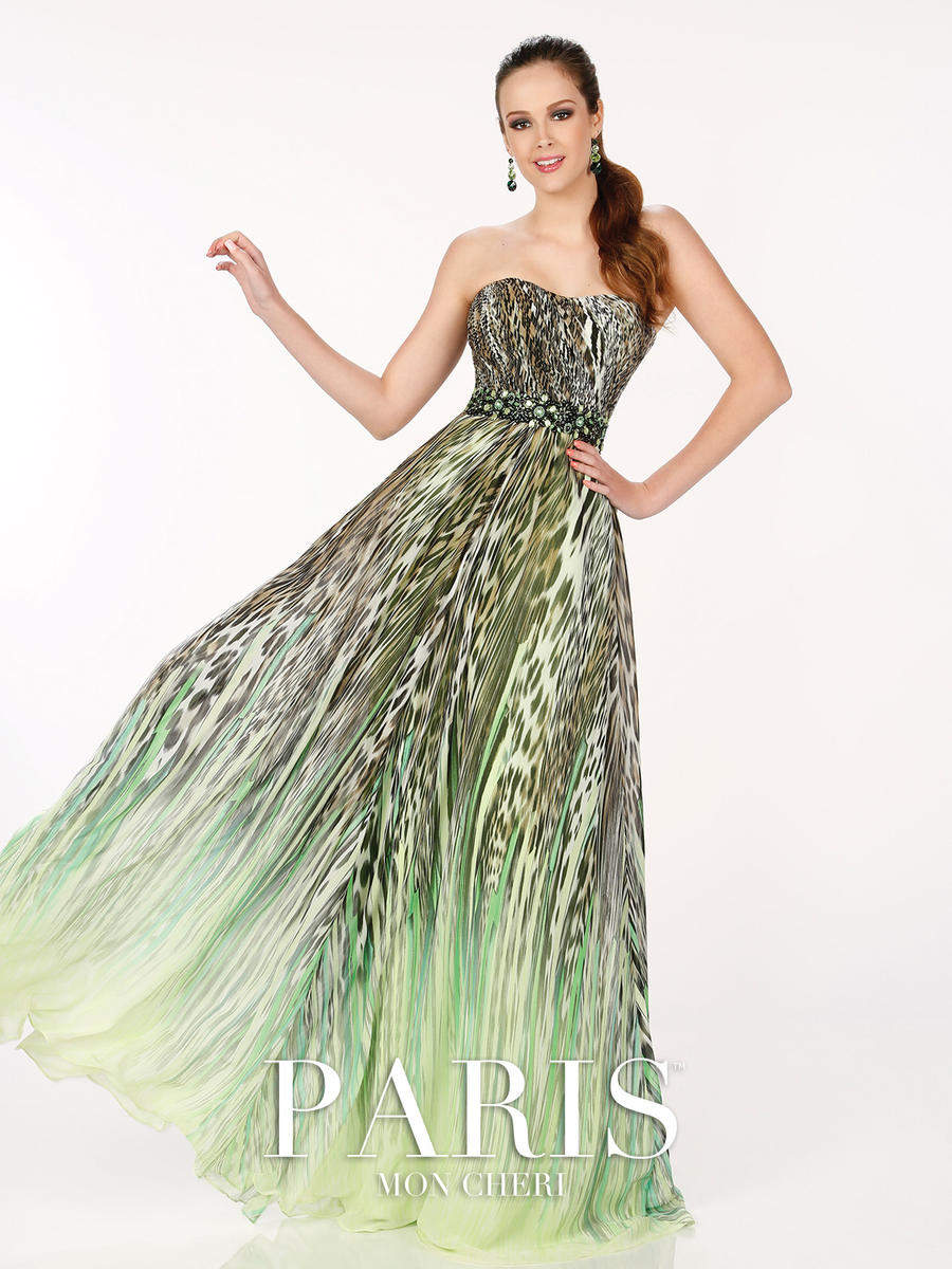 Green Animal Print Prom Dress