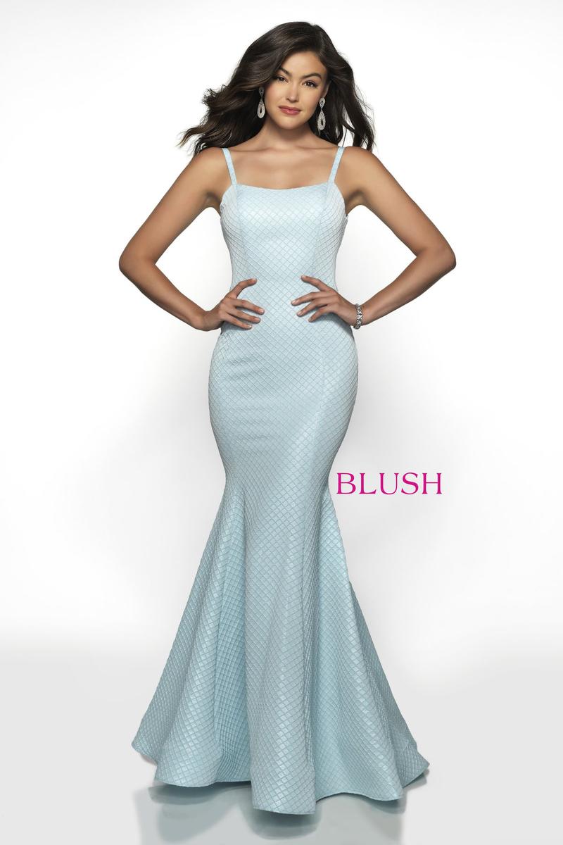 French Novelty: Blush 11704 Waffle Shimmer Fitted Prom Dress