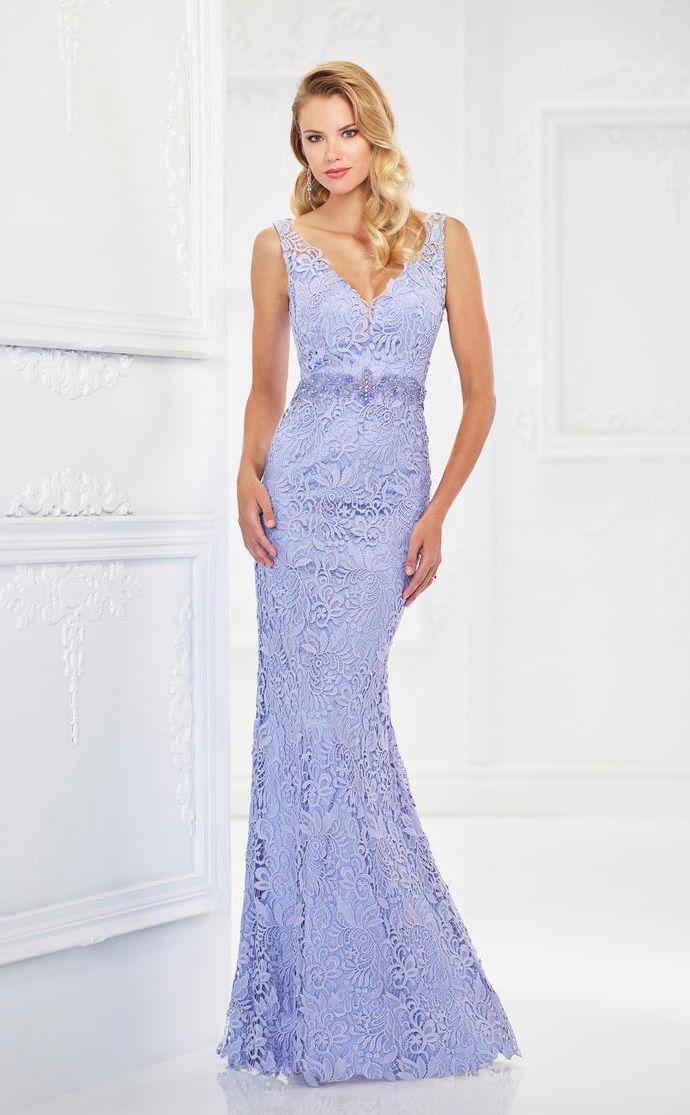 French Novelty: Montage 118968 Lace Gown with Removable Sleeves