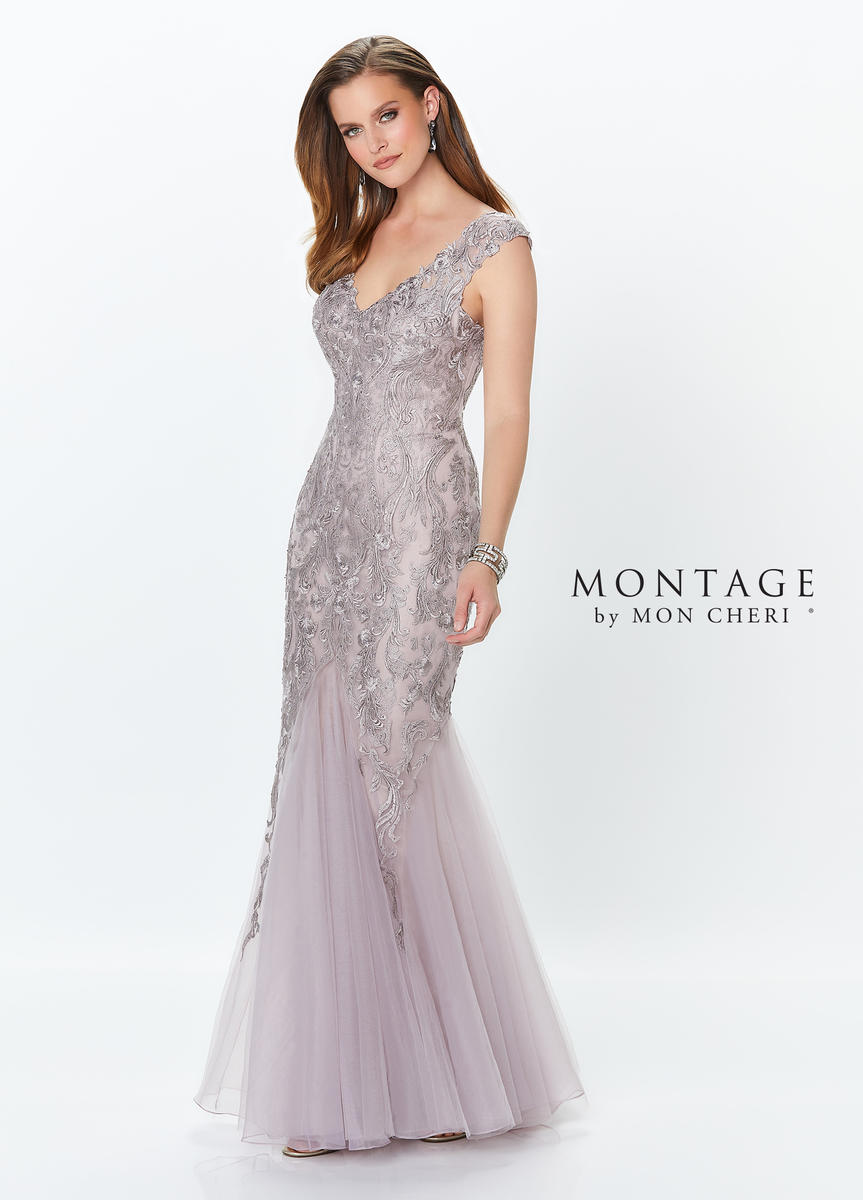 French Novelty: Montage by Mon Cheri 119942 Lace Trumpet Gown