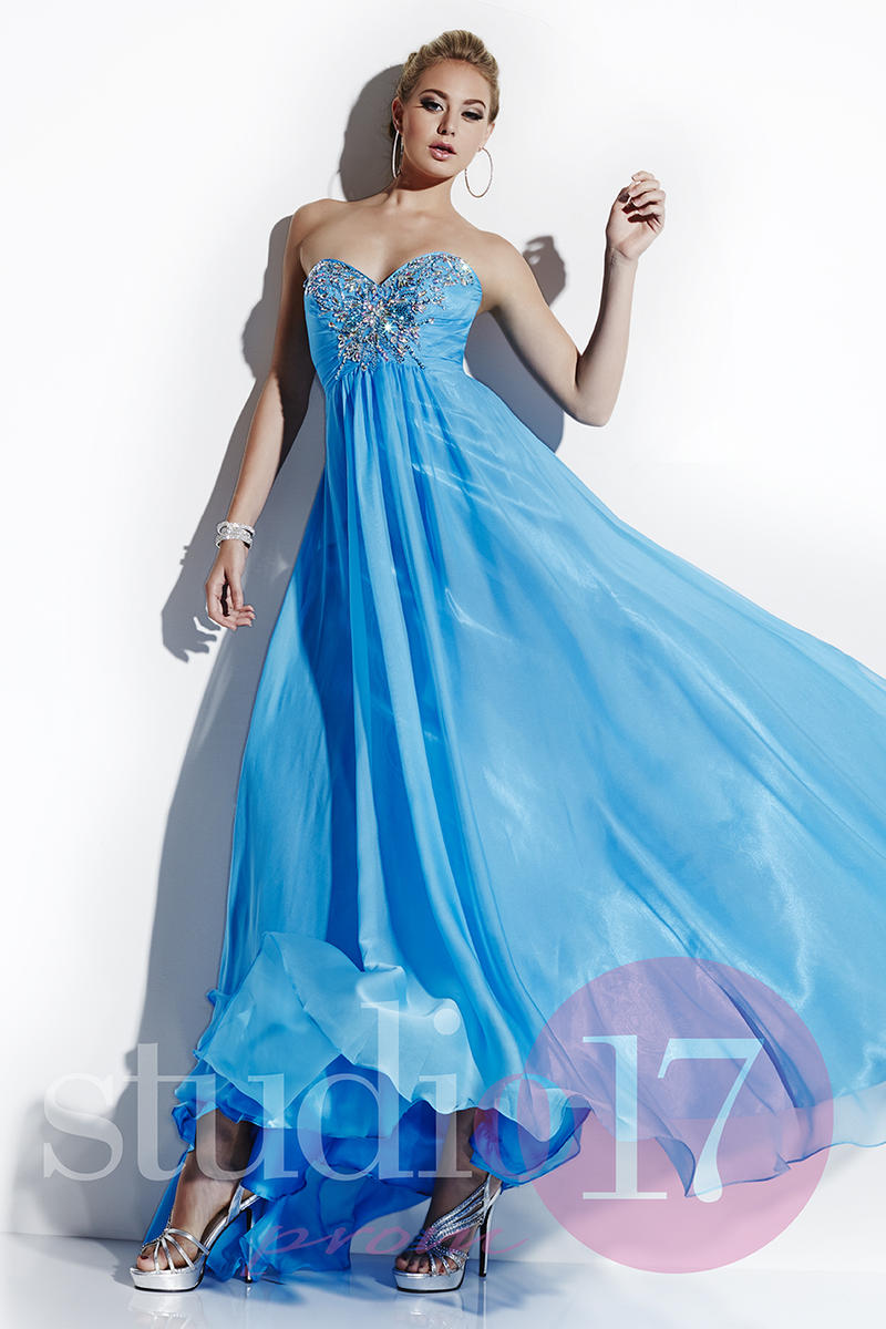 Studio 17 12508 A-Line Chiffon Gown with AB Stones: French Novelty