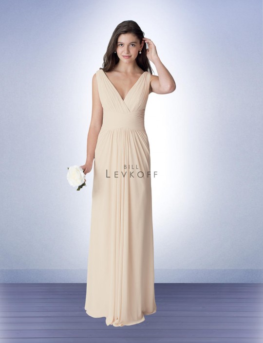 Levkoff crisscross bodice chiffon on sale gown