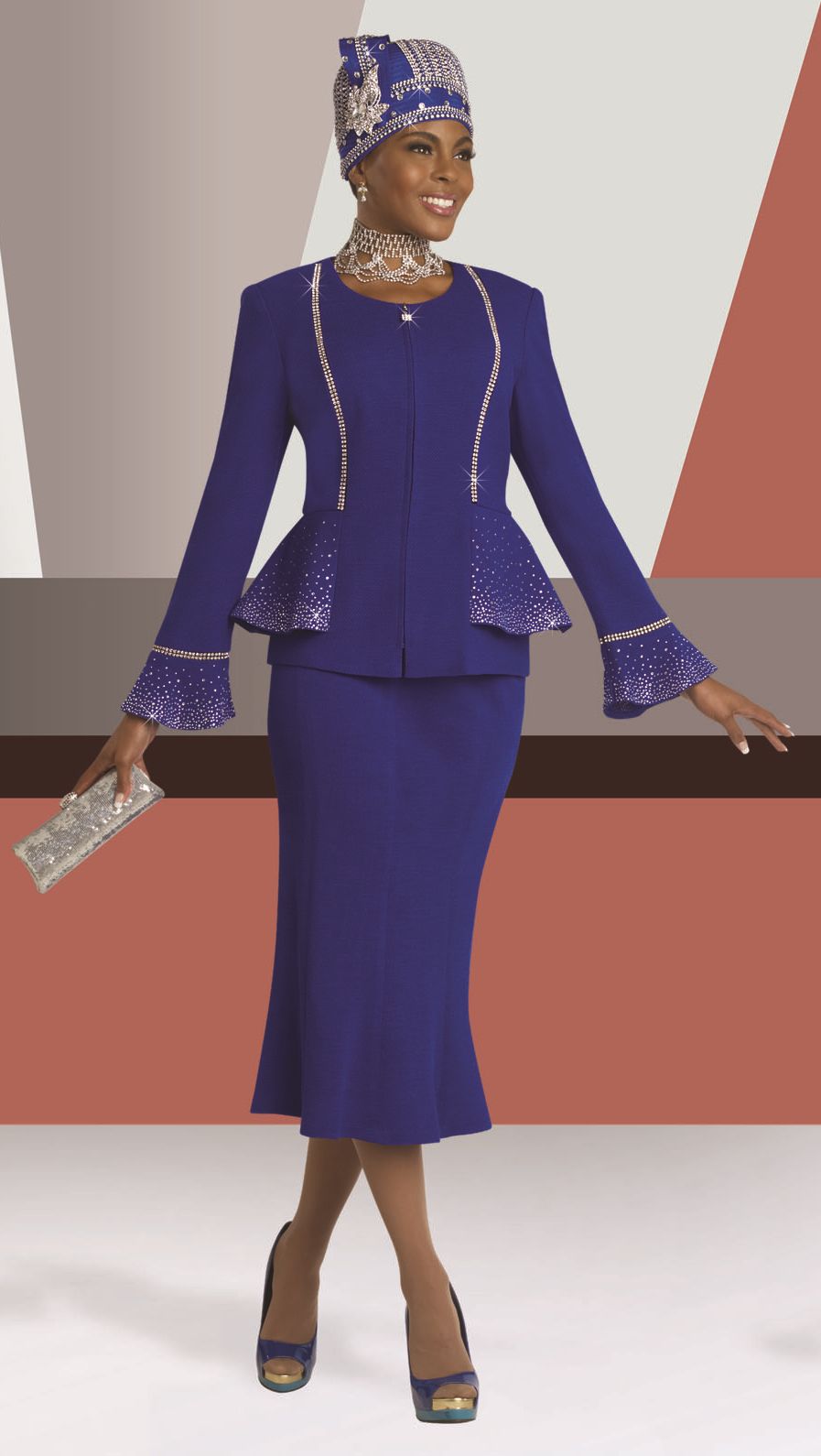 Donna Vinci 13043 Knit Church Suit: French Novelty