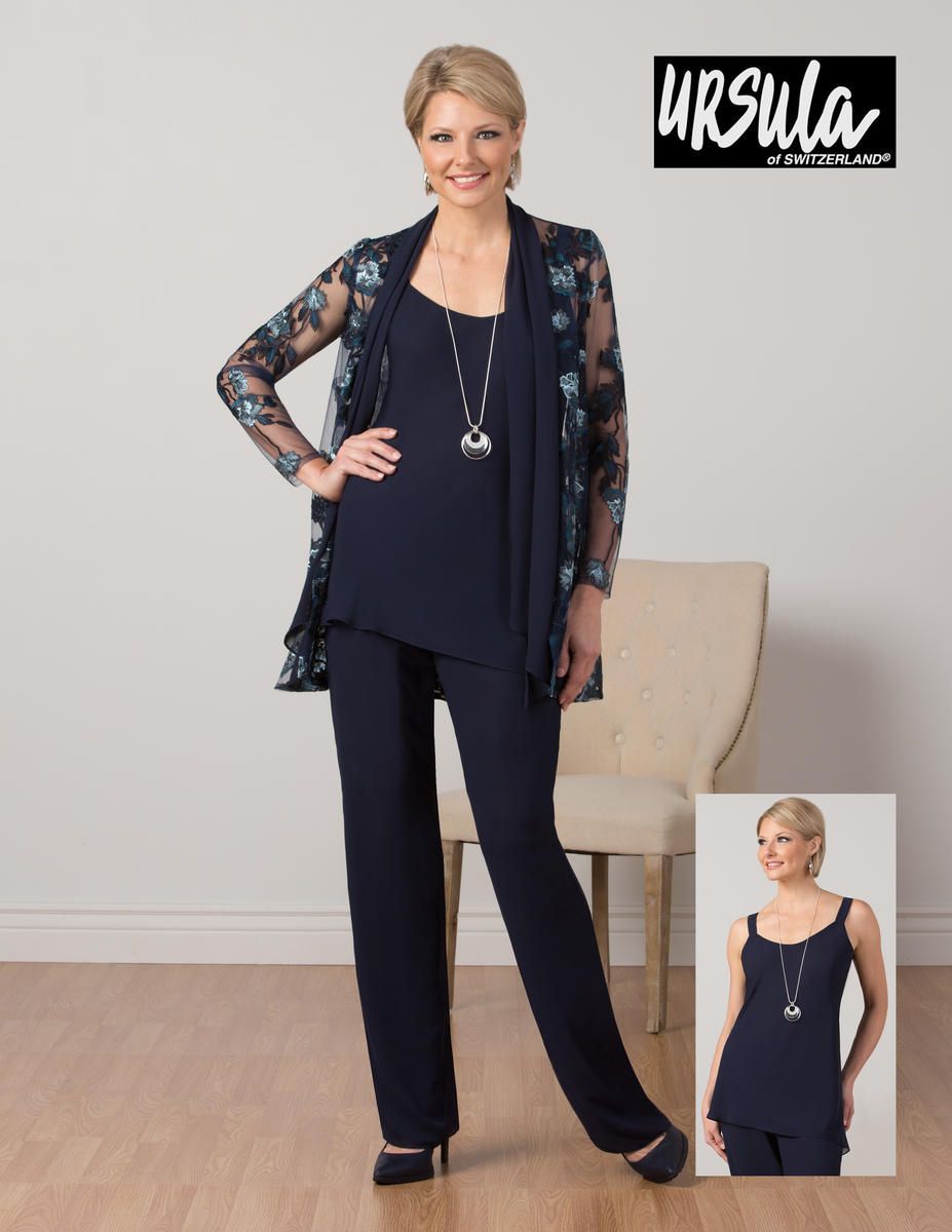 French Novelty: Ursula 13288 MOB Pant Suit with Sheer Jacket
