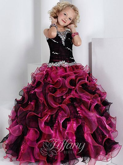 Tiffany Princess Girls Organza Lame Ruffle Pageant Dress 13320: French ...