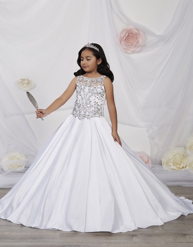 girls white pageant dress