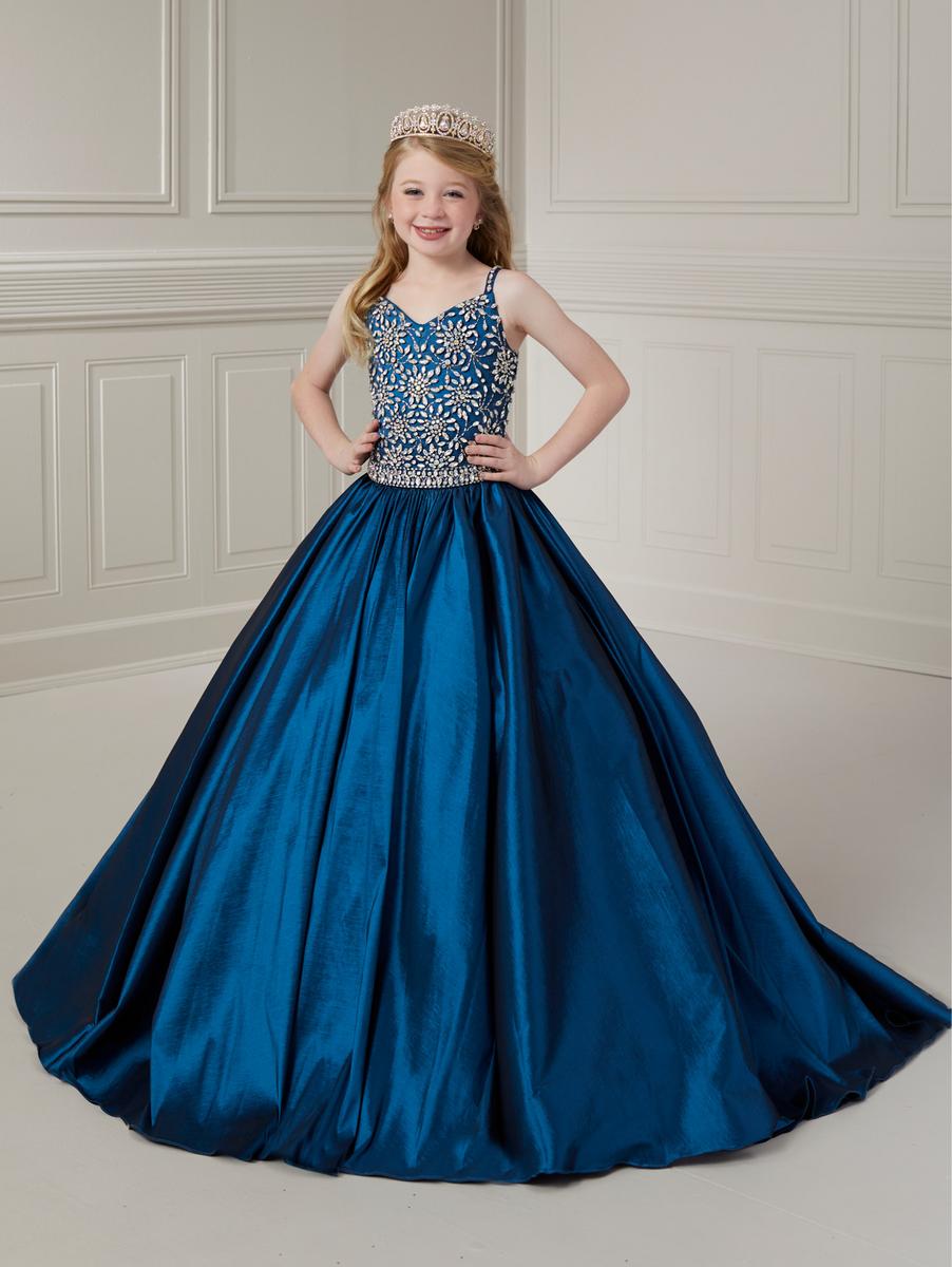 French Novelty: Tiffany Princess 13721 Girls AB Stone Taffeta Ball Gown