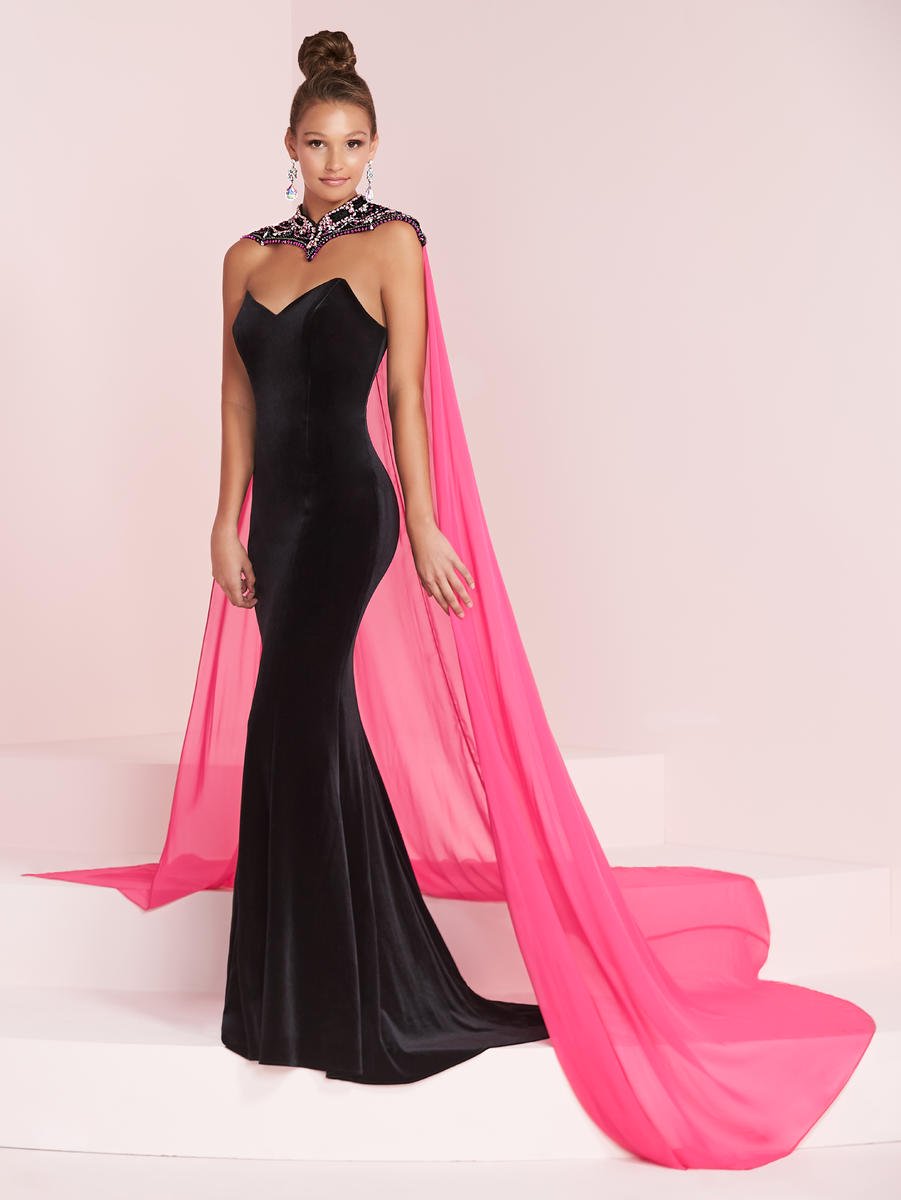 floor length cape dress