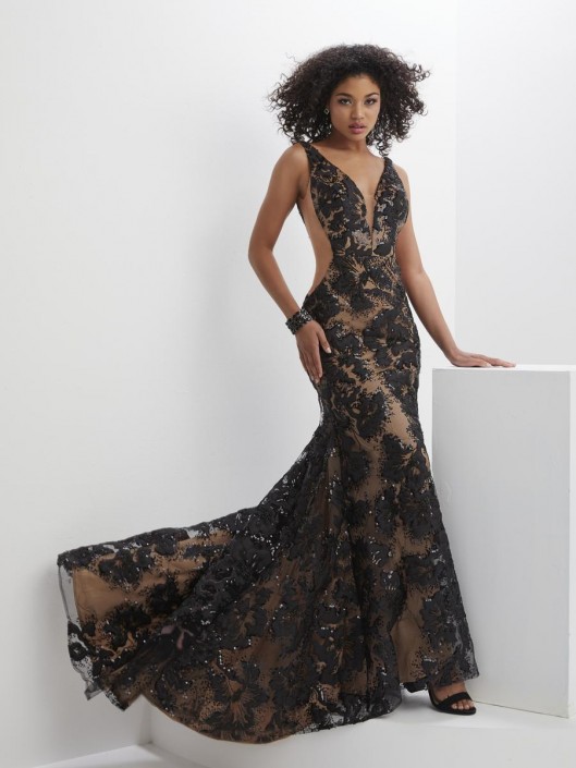 Panoply 14140 Sequin Sheer Cut Out Prom Dress