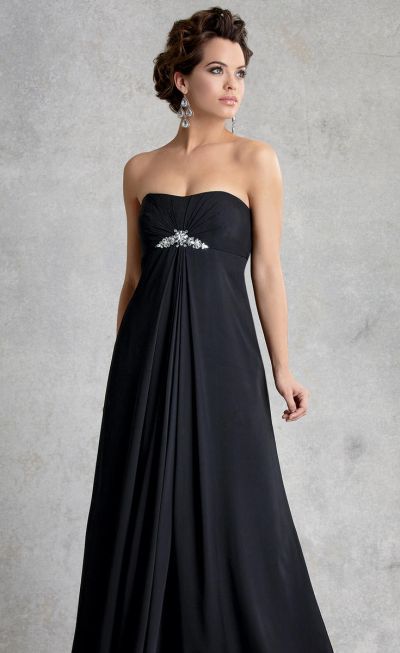 Jordan Couture 1505 Crinkle Chiffon Empire Bridesmaid Dress: French Novelty