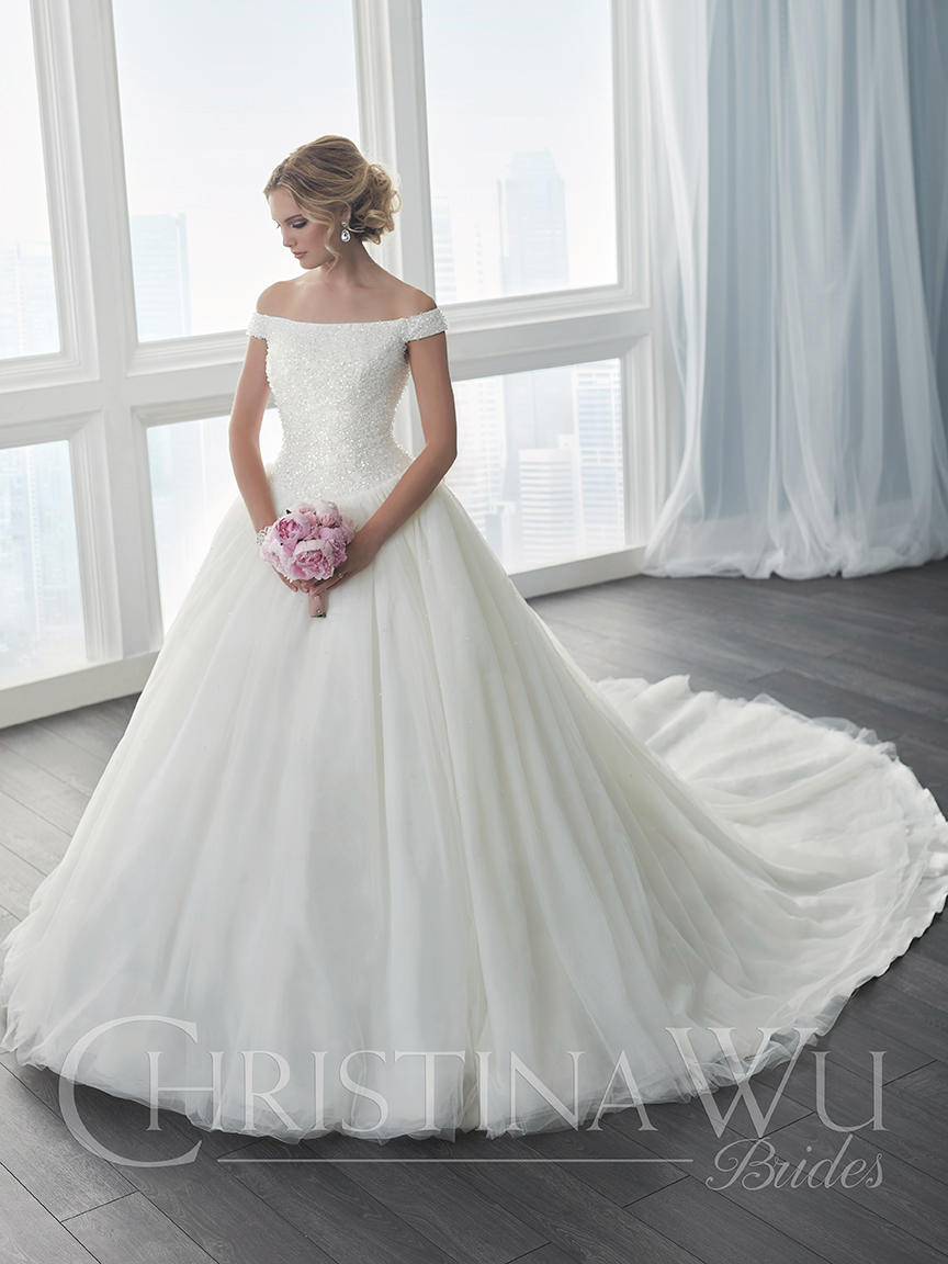 Christina Wu Brides 15633 Off Shoulder Wedding Gown ...