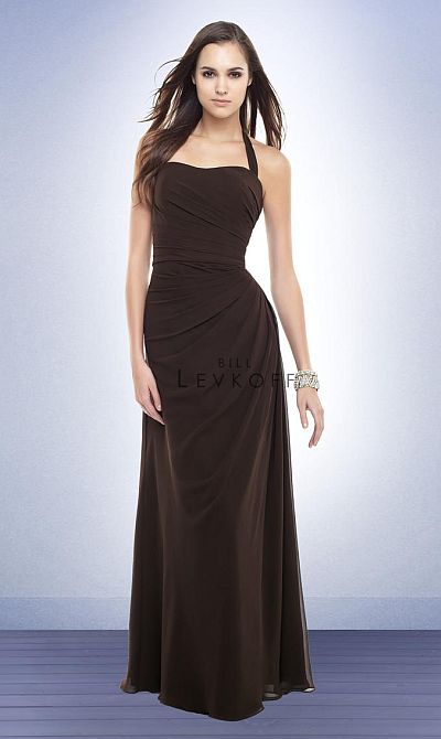 Bill Levkoff Long Halter Chiffon Bridesmaid Dress 160: French Novelty