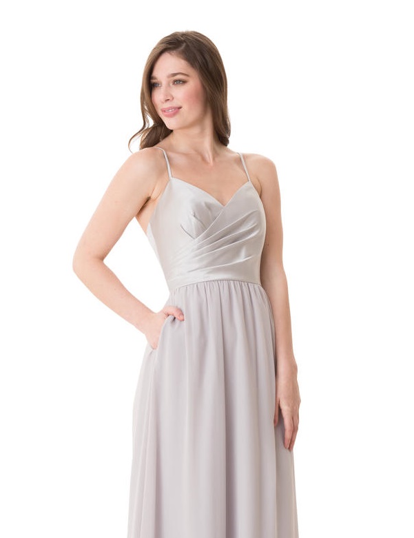 Bari Jay 1656-S Short Satin and Chiffon Bridesmaid Dress: French Novelty