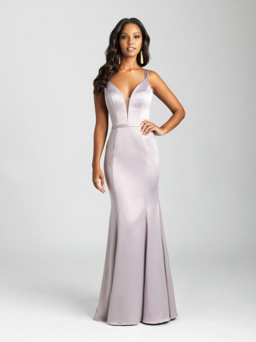 strappy back fitted satin evening dress