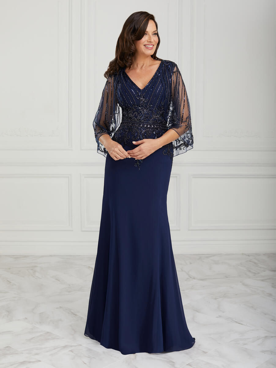 French Novelty: Christina Wu Elegance 17009 Mothers Gown with Beaded Cape