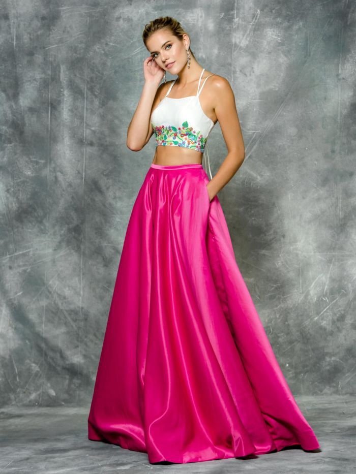 Colors 1709 Floral 2 Piece Prom Dress French Novelty