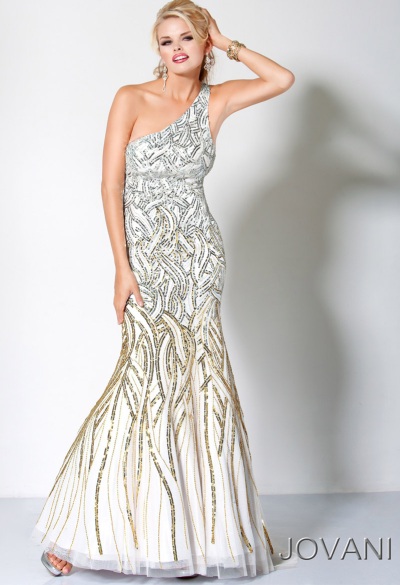 white silver evening gowns