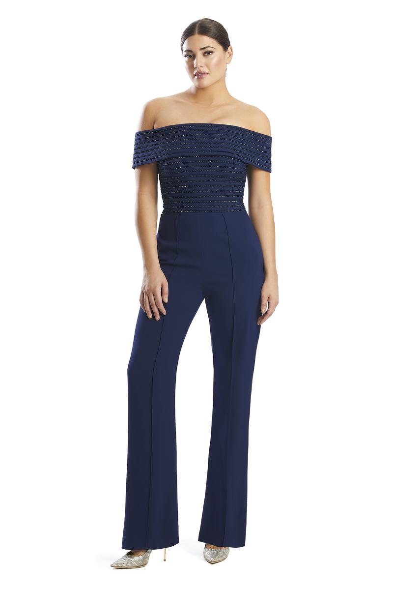 off the shoulder dressy jumpsuit