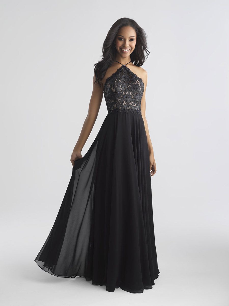 French Novelty: Madison James 18-653 Laser Cut Pleather Gown