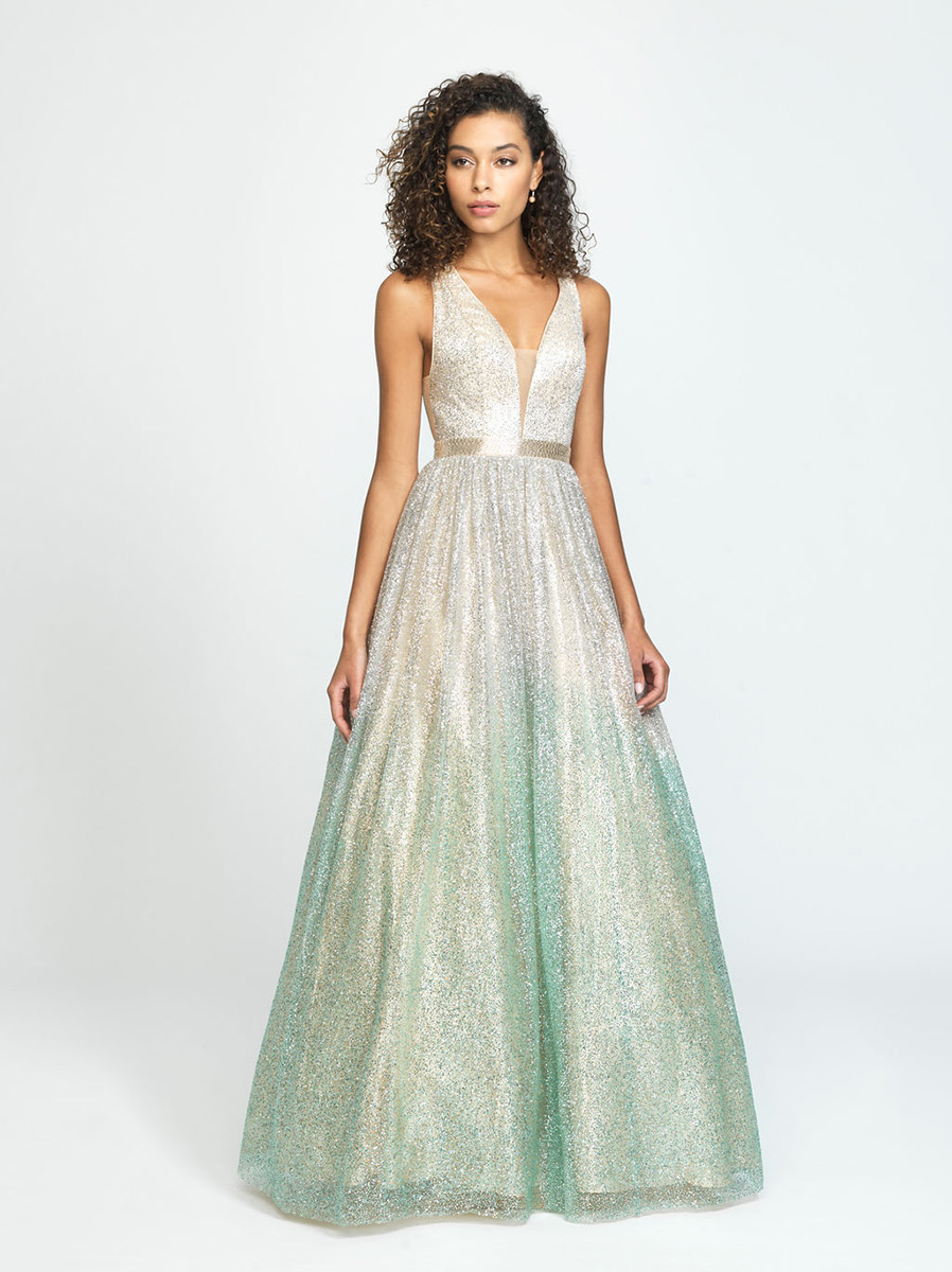 French Novelty: Madison James 19-136 Stunning Glitter Prom Gown