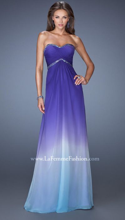 La Femme 19652 Ombre Chiffon Evening Dress: French Novelty