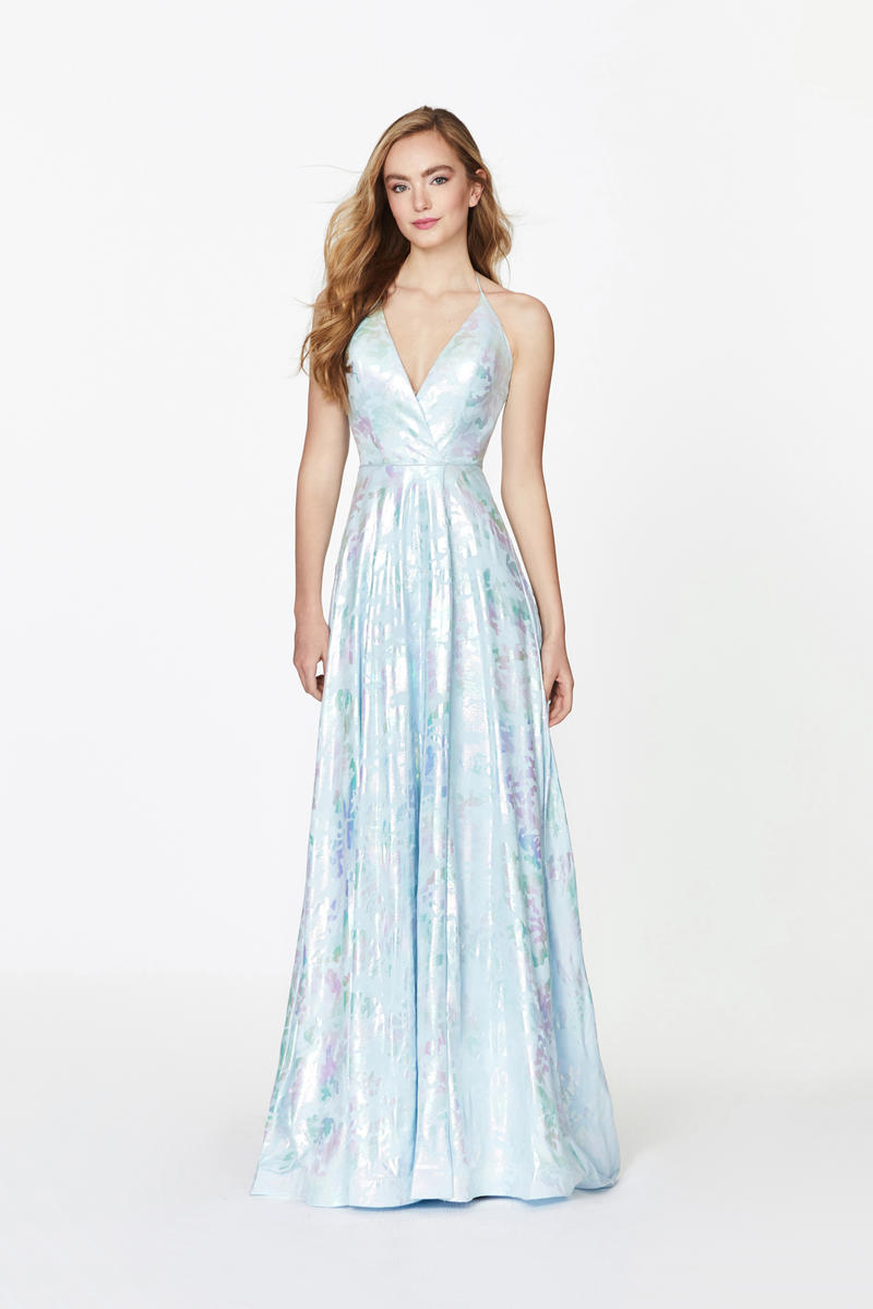 French Novelty: Angela and Alison 20044 Shimmering Floral Prom Dress