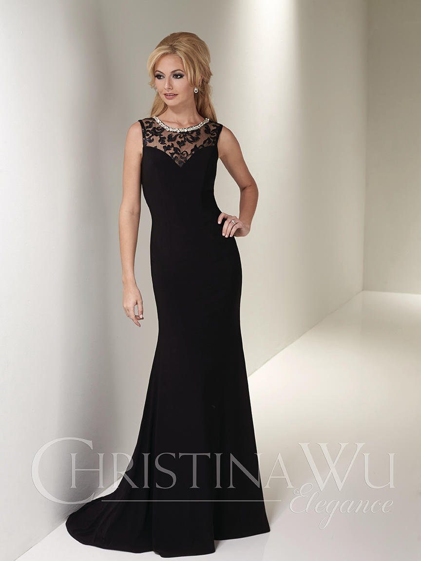 Christina Wu Elegance 20200 Gown with Sheer Sequin Lace Top: French Novelty