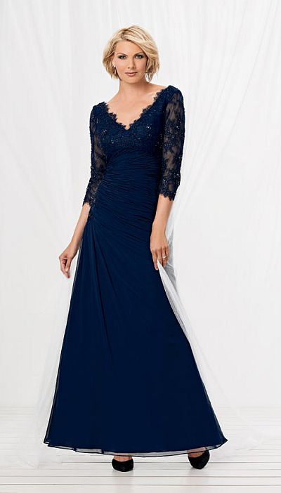 Caterina 2054 Mothers Lace Empire Evening Dress: French Novelty