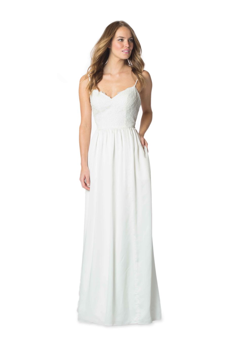 Bari Jay Whites 2056 Corded Lace Casual Wedding Dress: French Novelty
