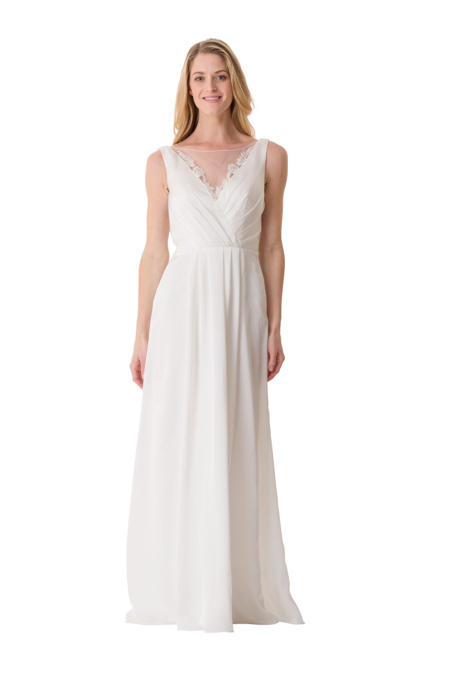 Bari Jay Whites 2067 Sheer Cowl Back Casual Wedding Dress: French Novelty