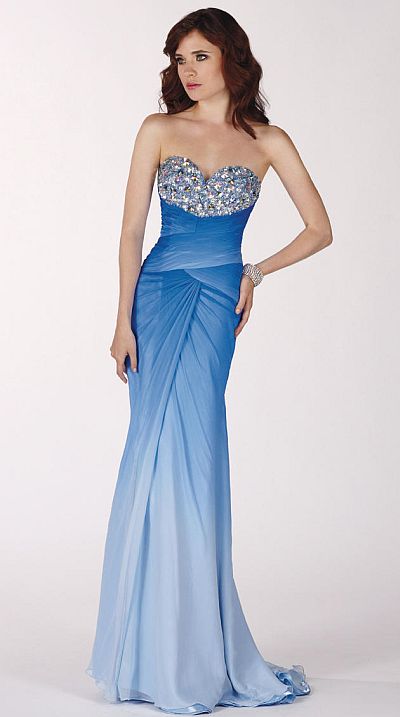 Claudine for Alyce Sapphire Ice Blue Ombre Prom Dress 2134: French Novelty