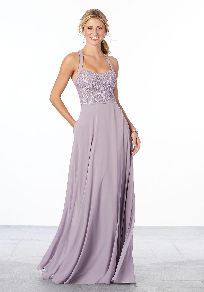 floral embroidered bridesmaid dress